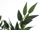 Close-up of realistic green leaves on the faux acacia tree