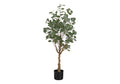 A 46-inch tall artificial eucalyptus tree with rounded green leaves in a simple black plastic pot.