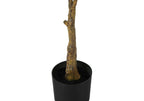 Close-up of the realistic faux plant trunk and black nursery pot base