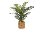 Artificial Medium Boho Parlor Palm plant in a woven basket pot against a white background.
