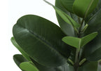 Close-up showing the detailed texture of the broad green leaves on an artificial Garcinia Tree.